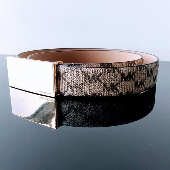 Michael Kors Women\'s Rectangle Gold Buckle Belt